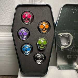 Skull wine glass charms, Joie brand, 6 in the package.